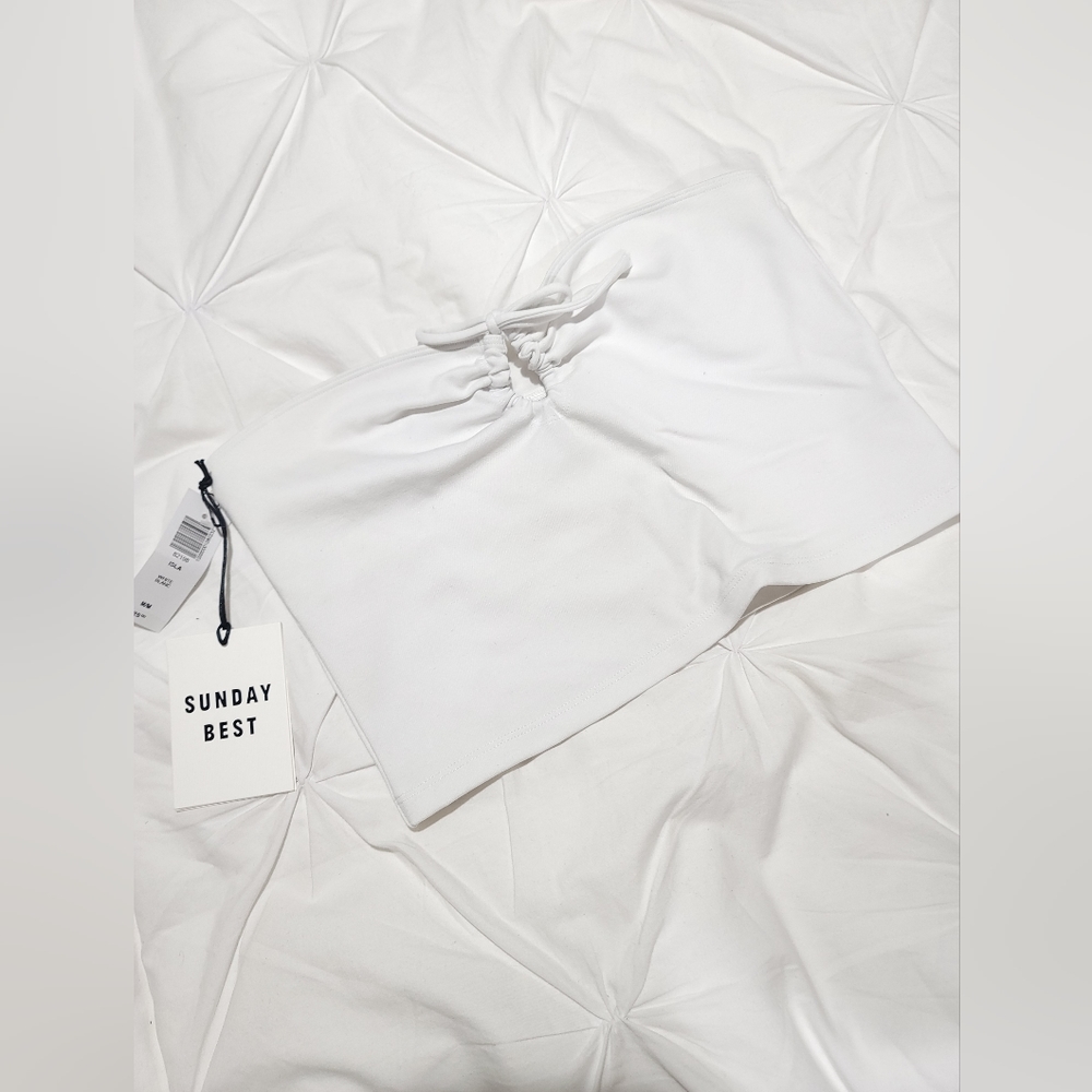 NEW Aritzia White Strapless Crop Top